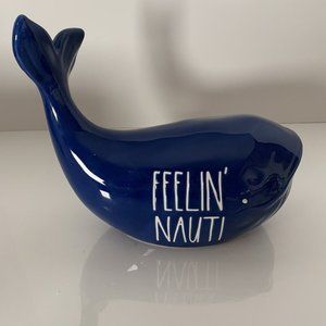 NIB RAE DUNN "FEELIN' NAUTI" NAUTICAL WHALE ROYAL BLUE ARTISAN COLLECTION